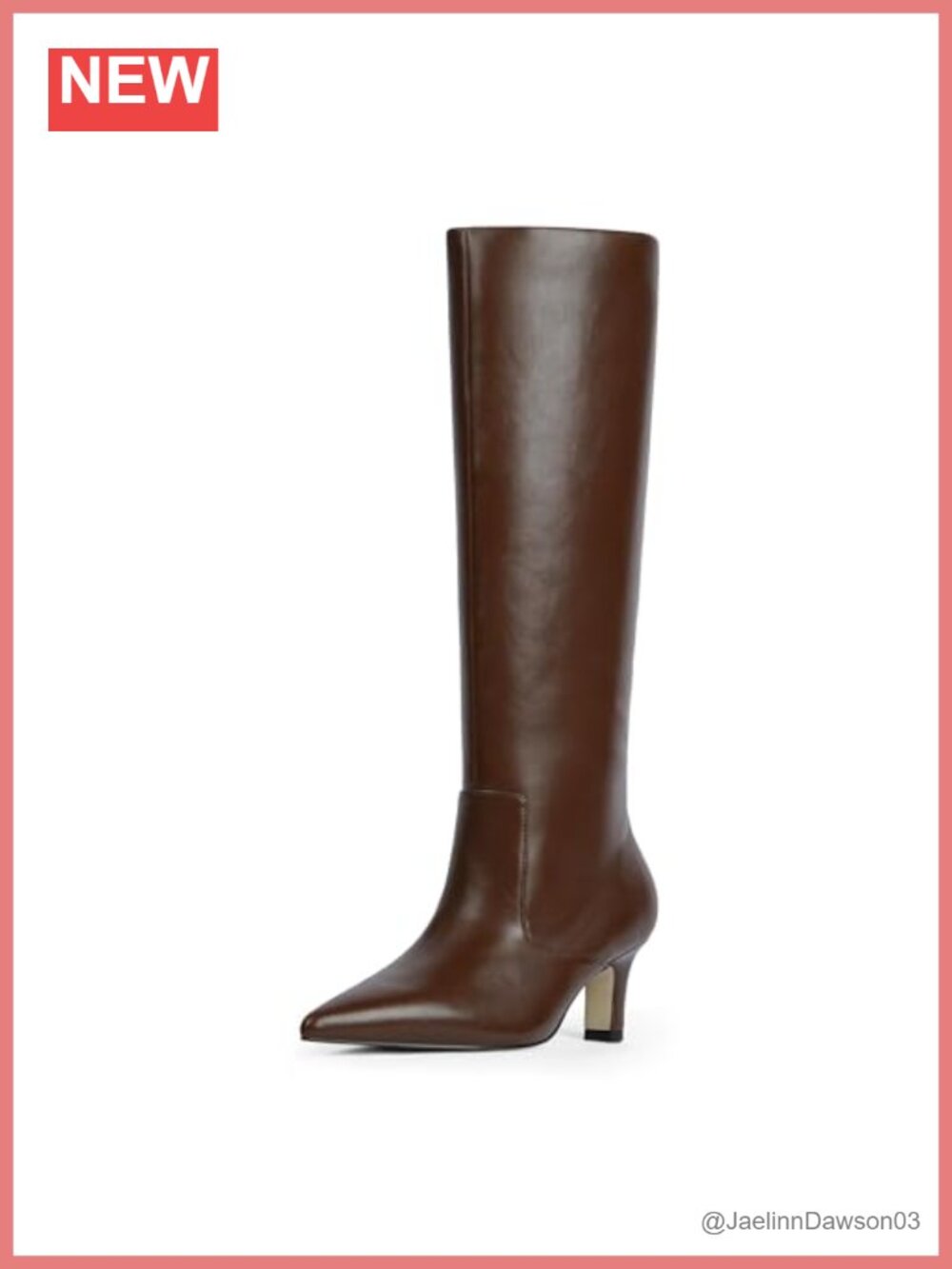 Easyfox Knee High Boots Women Pointed Toe Faux Leather Kitten Heel Tall Boots